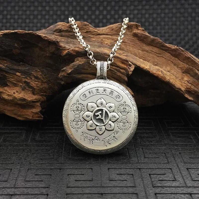 Copper Silver-Plated Marici Bodhisattva Gau Box Pendant | Tibetan Amulet Necklace | BuddhaLuck