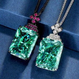 paraiba green gemstone bird nest pendant necklace – vintage jewelry