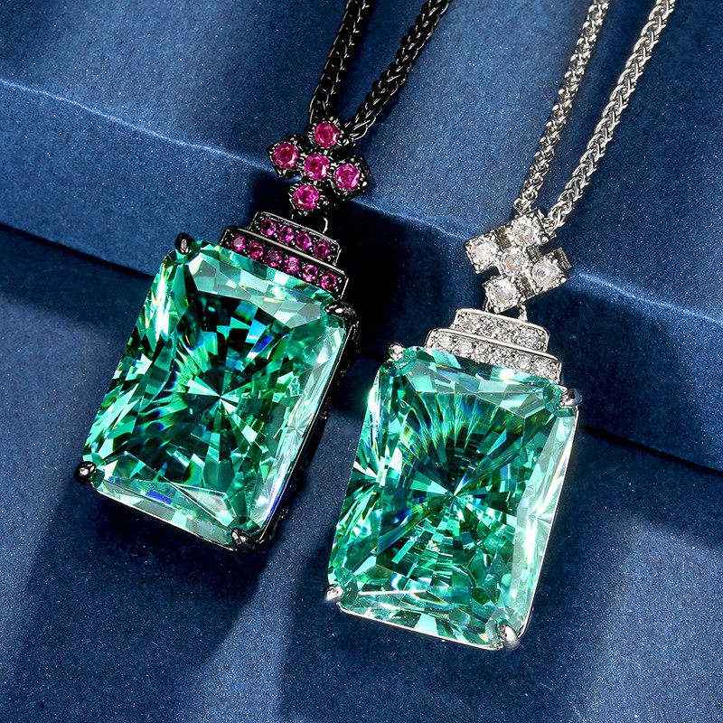 paraiba green gemstone bird nest pendant necklace – vintage jewelry