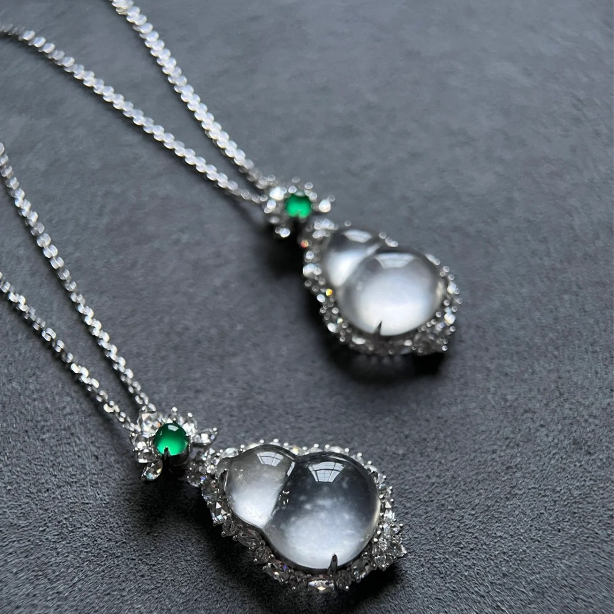 ice jade chalcedony gourd pendant necklace