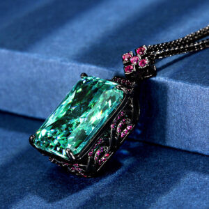 paraiba green gemstone bird nest pendant necklace – vintage jewelry