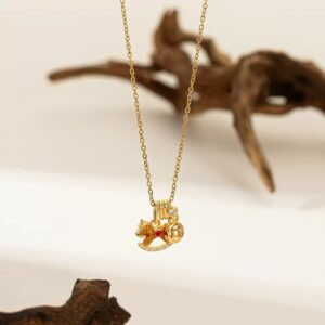 "money now" micro inlaid titanium steel luxury necklace for women