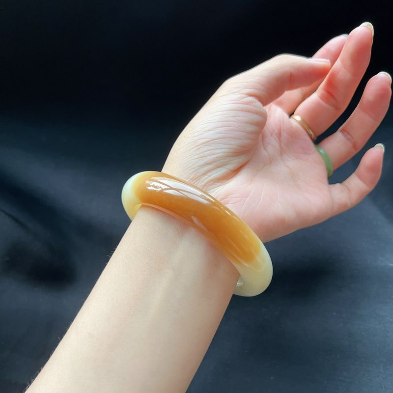 natural xinjiang hotan jade sugar white bangle