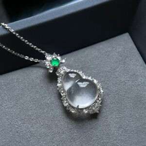 ice jade chalcedony gourd pendant necklace