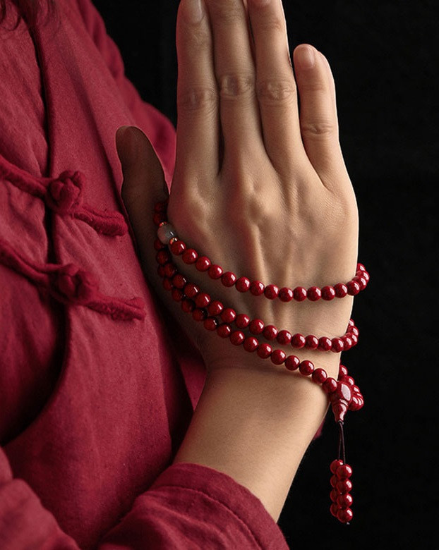 108 buddhist bead bracelets, original mineral cinnabar, high purity purple gold sand