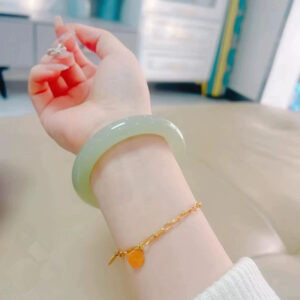 hetian jade clear water bangle bracelet – high ice grade translucent nephrite jade bracelet for women