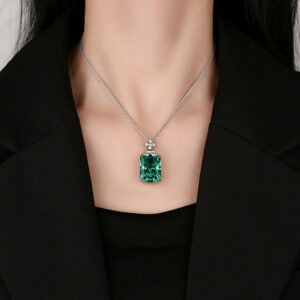 paraiba green gemstone bird nest pendant necklace – vintage jewelry