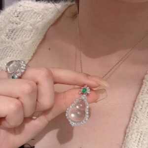 ice jade chalcedony gourd pendant necklace