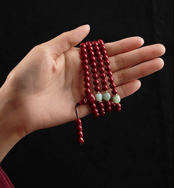 108 buddhist bead bracelets, original mineral cinnabar, high purity purple gold sand