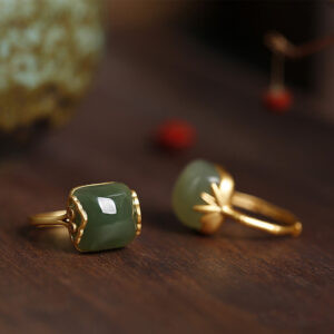 hetian nephrite jade lucky cloud adjustable open ring for women