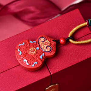 cinnabar red sand fu lu gourd pendant necklace handmade braided lucky charm