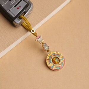 brass wealth god fortune bead keychain