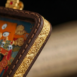 Hand-Painted Sacred Tsatsa Tangka Border details