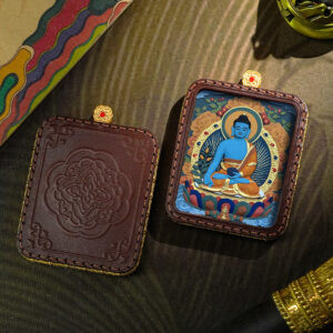 Hand-Painted Sacred Tsatsa Thangka Medicine Buddha