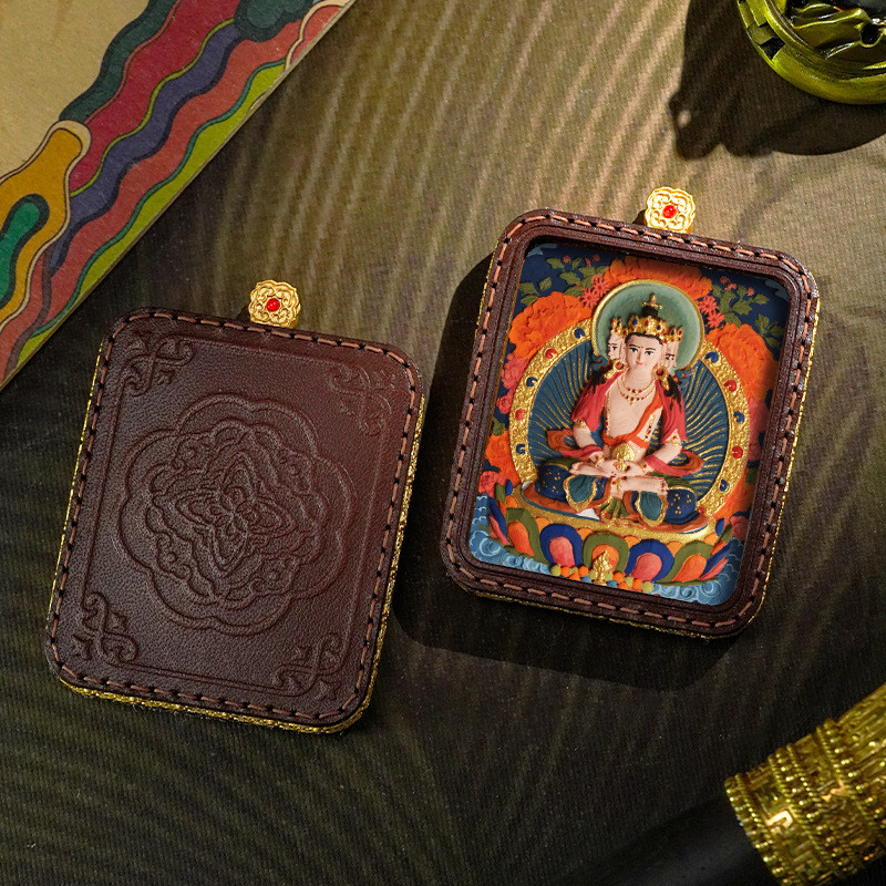 Hand-Painted Sacred Tsatsa Thangka Vairocana Pendant