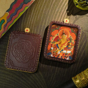 Hand-Painted Sacred Tsatsa Thangka Yellow Jambhala