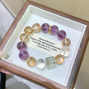 Natural Amethyst Gold Foil Flower Bead Crystal Bracelet | Lucky Multi-Stone Women's Bracelet | BuddhaLuck
